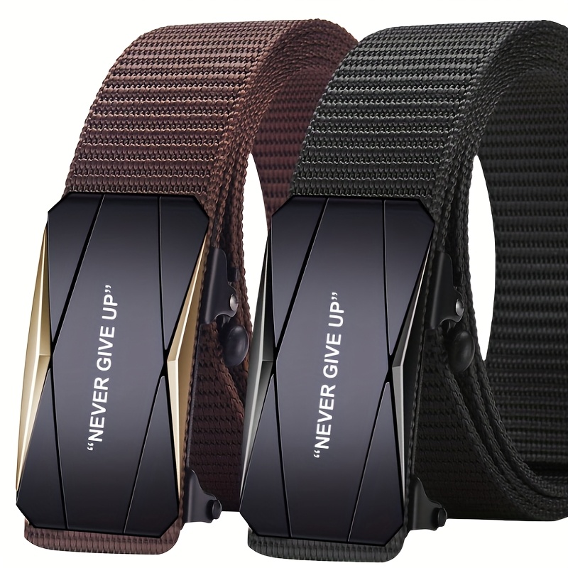 Durable Nylon Automatic Buckle Belt for Men Brown