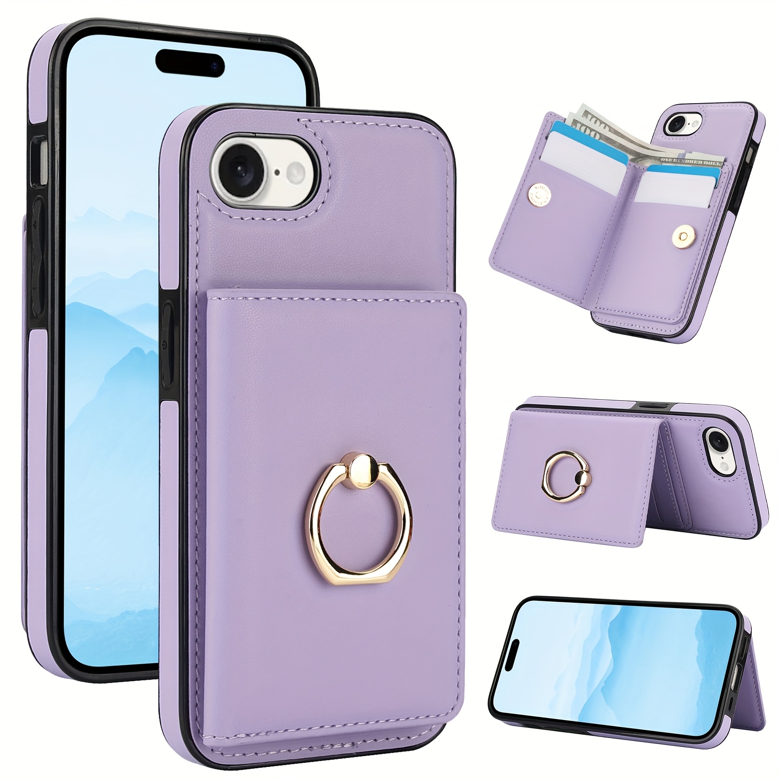360° Rotation Ring Kickstand Wallet Case with Magnetic Clasp, Durable Shockproof Cover for iPhone 15 14 13 12 11 Pro Max SE 2022 with Card Holder - Image 16
