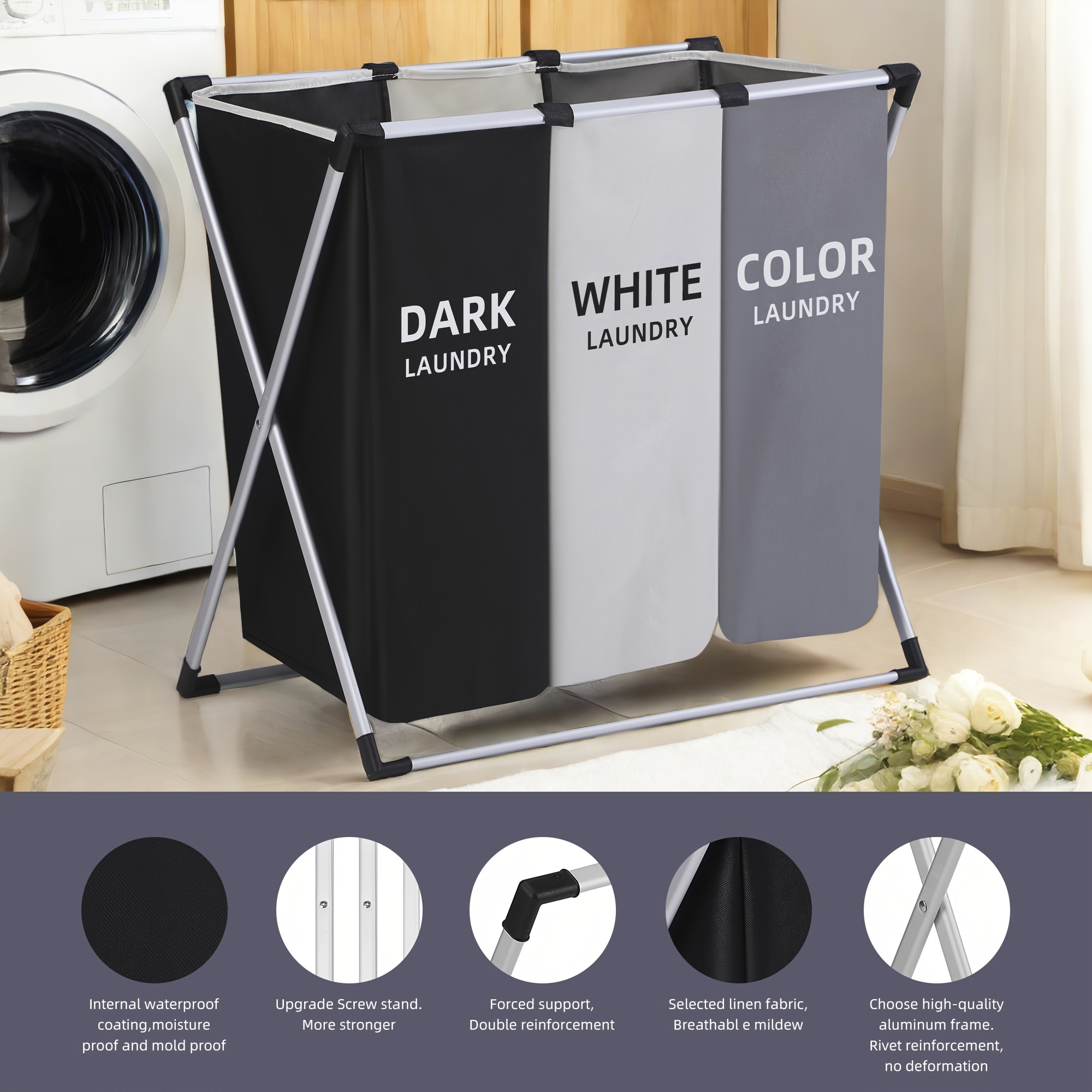 1pc large laundry basket laundry hamper dirty clothes storage basket dirty clothes hamper for home college dorm details 4