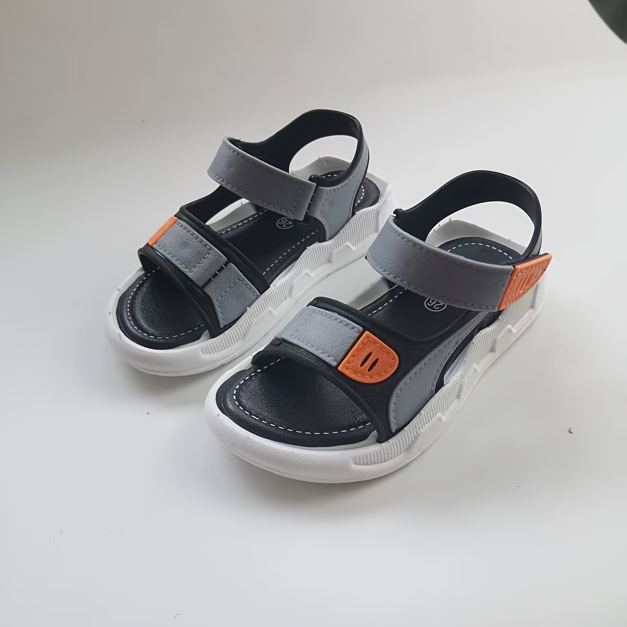 TEMU Summer Sports Sandals, Boys' Soft-soled Lightweight Non-slip , Hook-and-loop Breathable Toddler Walking Shoes, Casual
