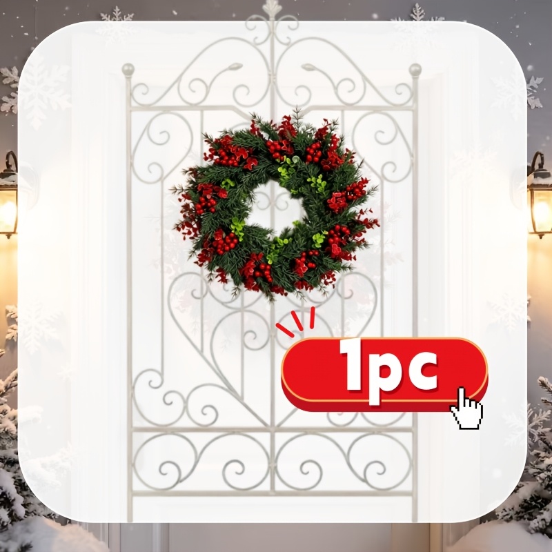 TEMU 1pc Large Artificial Pine Branch Christmas Wreath, Simulation Retro Style Home Decor Item, Suitable For: Front Door, Windowsill, Stair Railing,