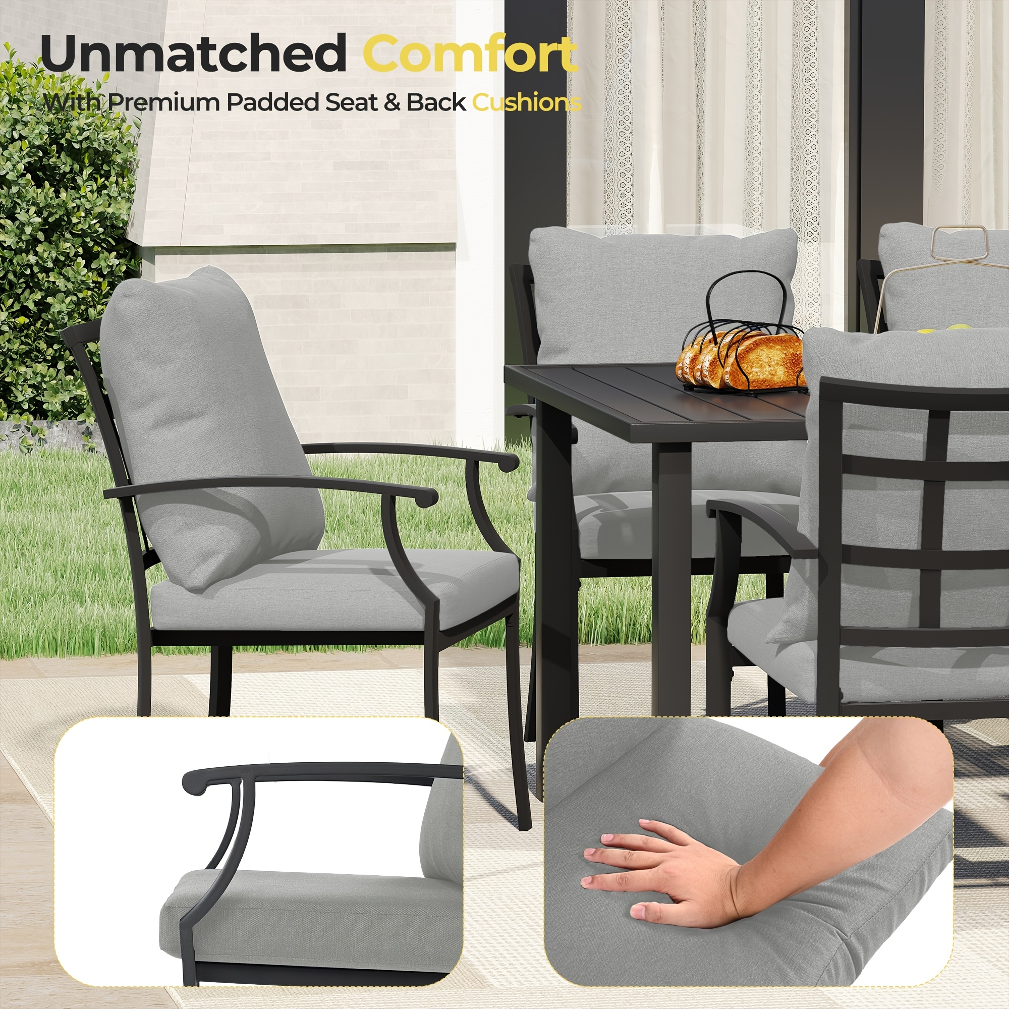 9pcs Outdoor Dining Set - Patio Dining Set for 8. Includes 1 Rectangular Table, 8 Dining Chairs with Cushions, for Lawn, Garden
