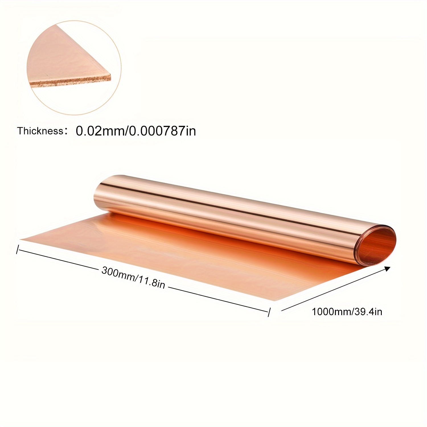 E-shop 1 Rolle 0.1Mmx300Mmx1000Mm, 99,9% Reines Lila Kupfer Metallplatte, Metallstreifen, Metallfolie, Verwendet für Handarbeiten, Dekoration,