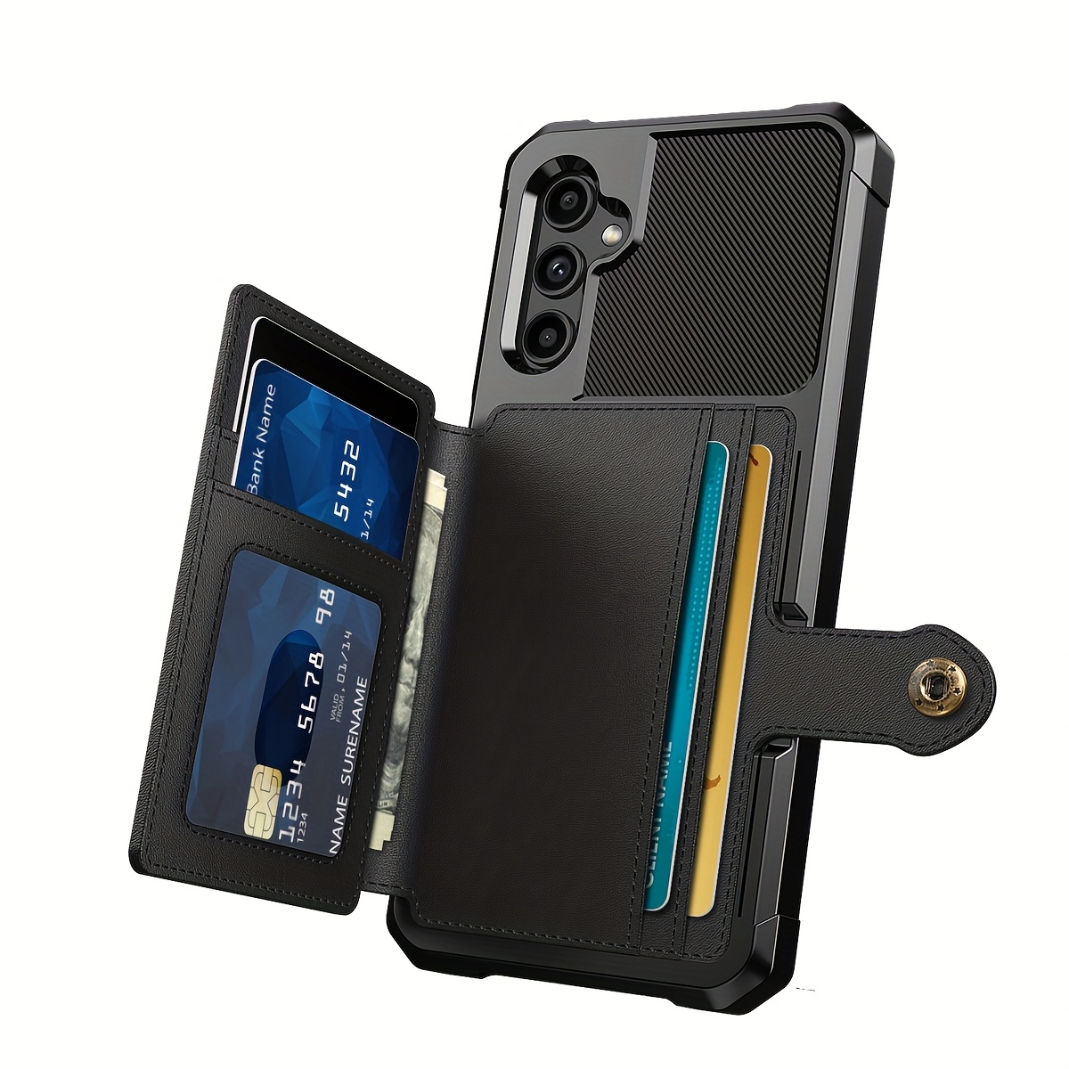 ZM03 Card Holder Faux Leather Case for 5G 5G Mobile Phone, with Card Slot, Compatible with Magnetic Car Mount, Heavy Duty Shockproof Durable Soft TPU Back Faux Leather Flip Wallet Cover - Image 17
