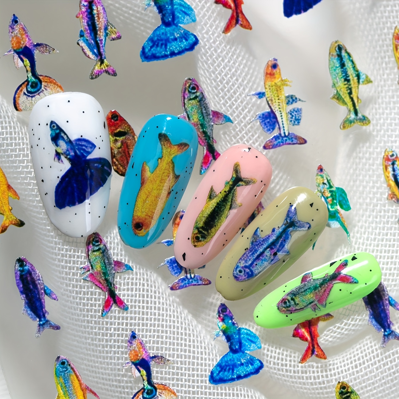 A New Underwater Fish Sticker, Cute Cartoon Fish Nail Decoration In The