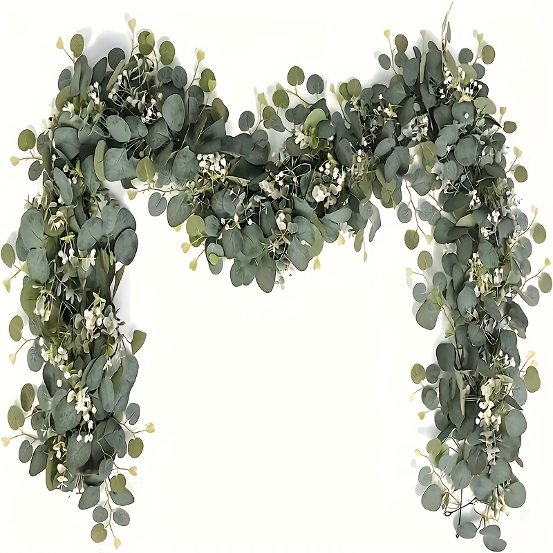 Image of 1pc Artificial Eucalyptus Vine Plant, Fake Green Plant, Simulated Hanging Plant, Suitable For Wedding Courtyard Garden Home Party Tabletop Wall Decoration, Spring Decoration