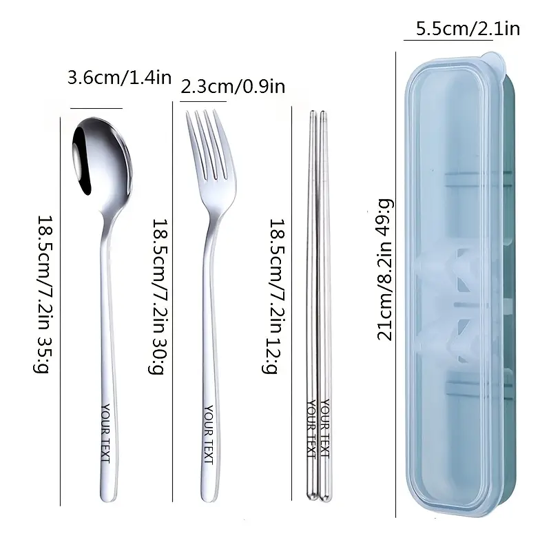 4pcs 304 stainless steel cutlery set customizable text name portable chopsticks korean style outdoor home use ideal gift for new years day Product details 5