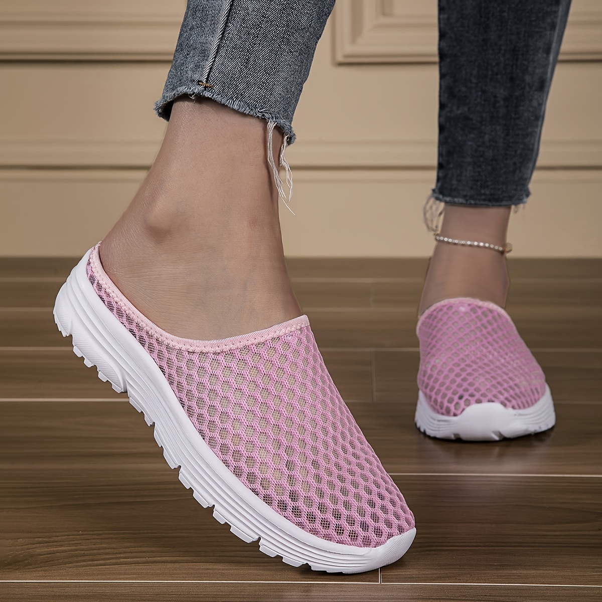 Summer Breathable Half Casual Shoes, Lightweight Slip-On Design