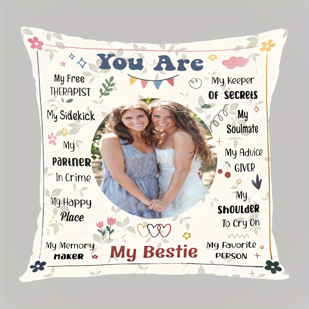 

Custom Best Friend Gift Pillowcase - 18"x18" Polyester Plush, Personalized Decorative Cover For Sofa Or Home Decor (cover Only)