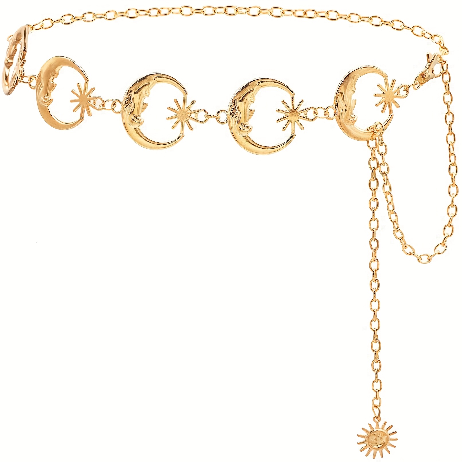 Metal Moon Belt Women's Adjustable Decorative Waistband