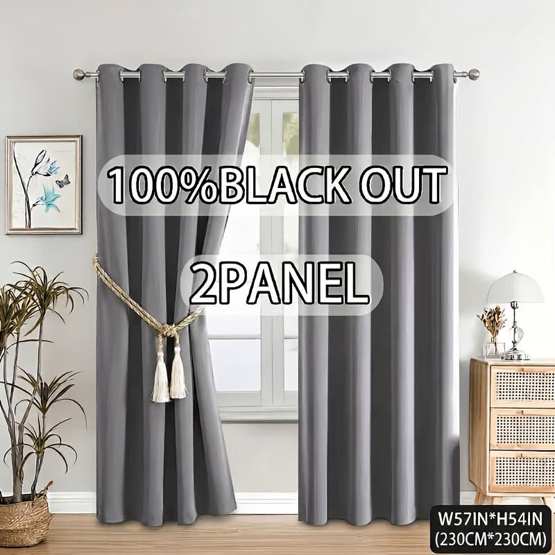 TEMU 2-pack Blackout Curtains - 100% Blackout, Lightweight Curtains, Rommet Top For Hanging, Sun Protection, Privacy Protection, Thermal Insulation