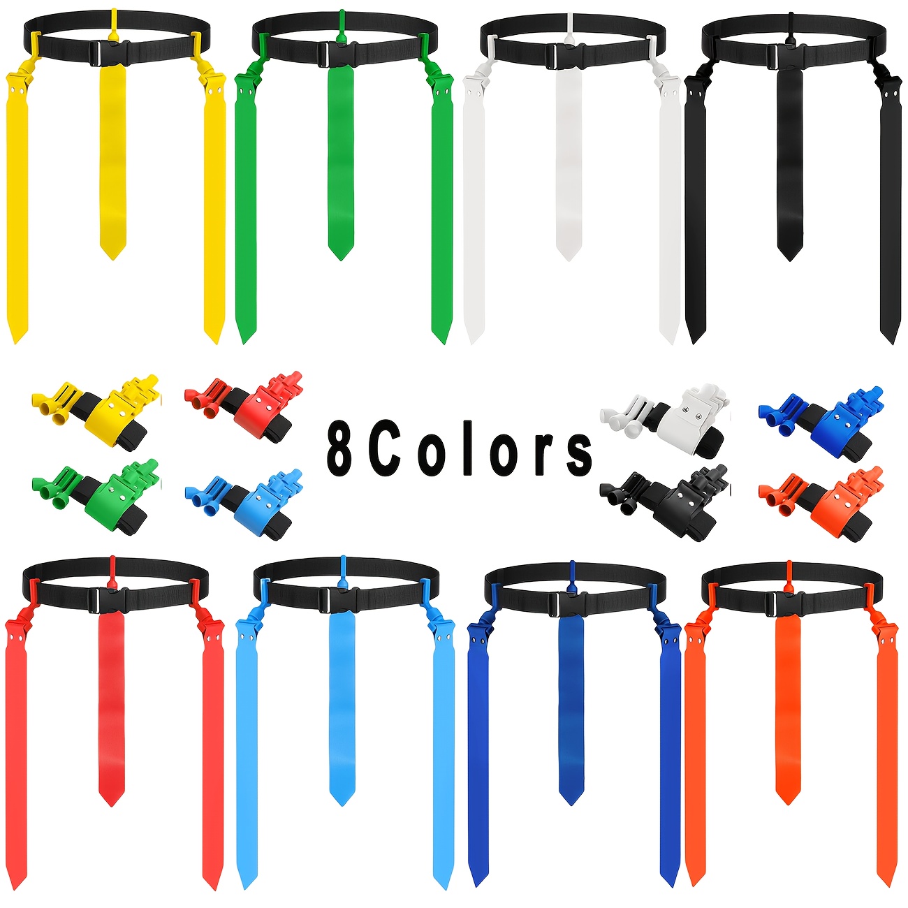 Lot De 10 Ceintures De Flag Football - Homme - Réglables - Rouge Et Bleu