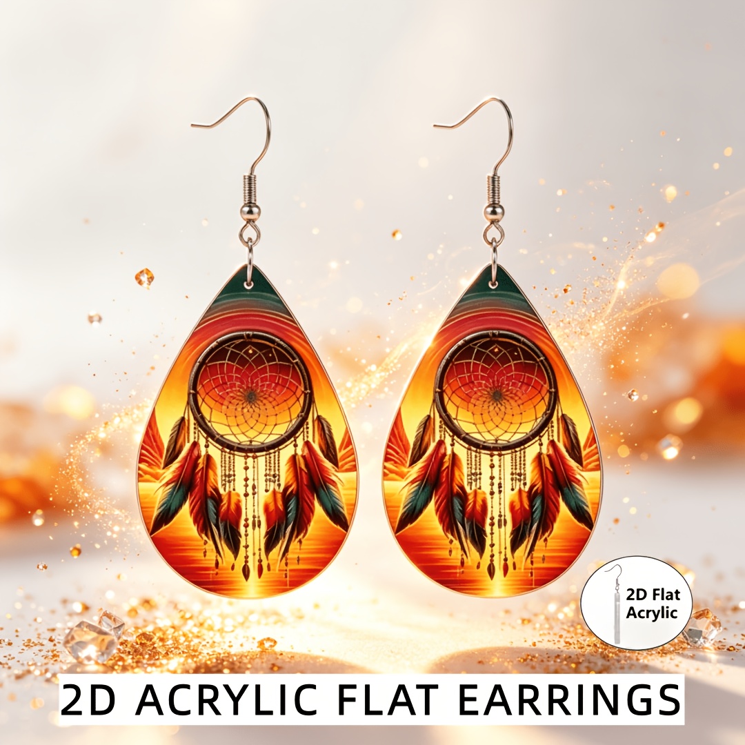 Women's Sunset Teardrop Acrylic Dangle Earrings