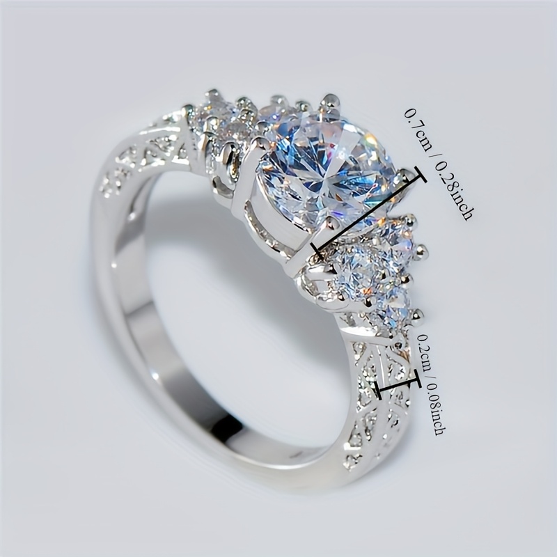 Round Zirconia Stone Engagement Ring for Ladies