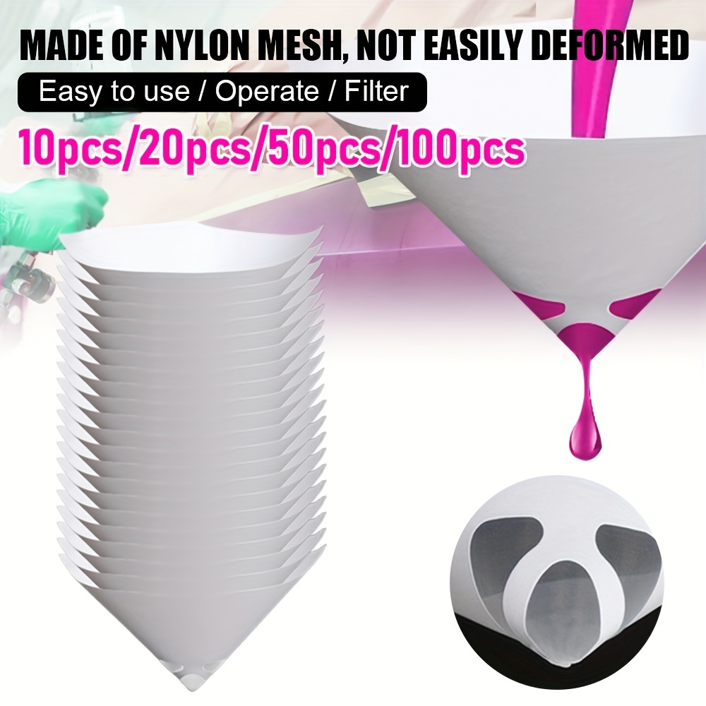 

10/20/50/100 Pcs Cone Paint Filter Strainer, Nylon Mesh Funnel With 190 Micron Filtering, Dust & Impurity Removal For Automotive Oil, Varnish, And Antifreeze