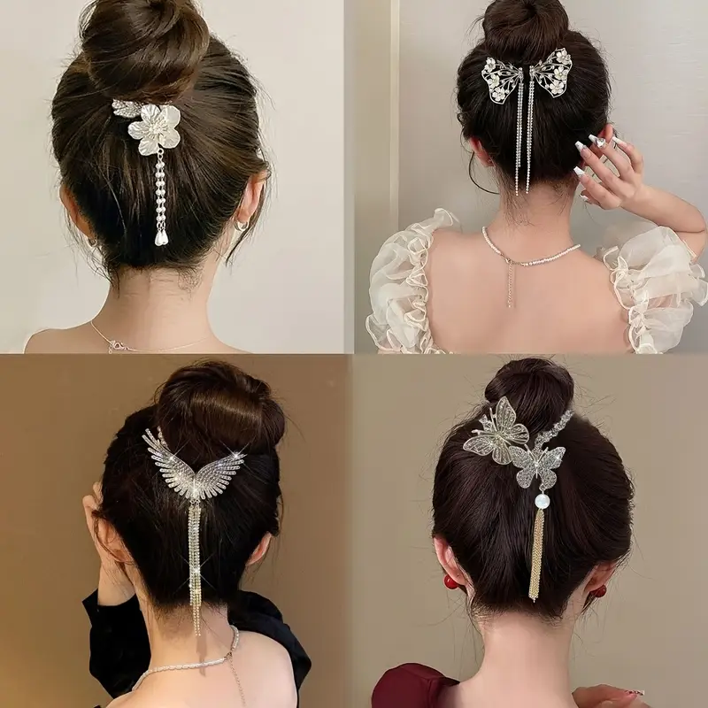 4pcs elegant tassel metal hair clips stylish and delicate hair accessories suitable for daily casual wear parties etc perfect gift headwear Product details 2
