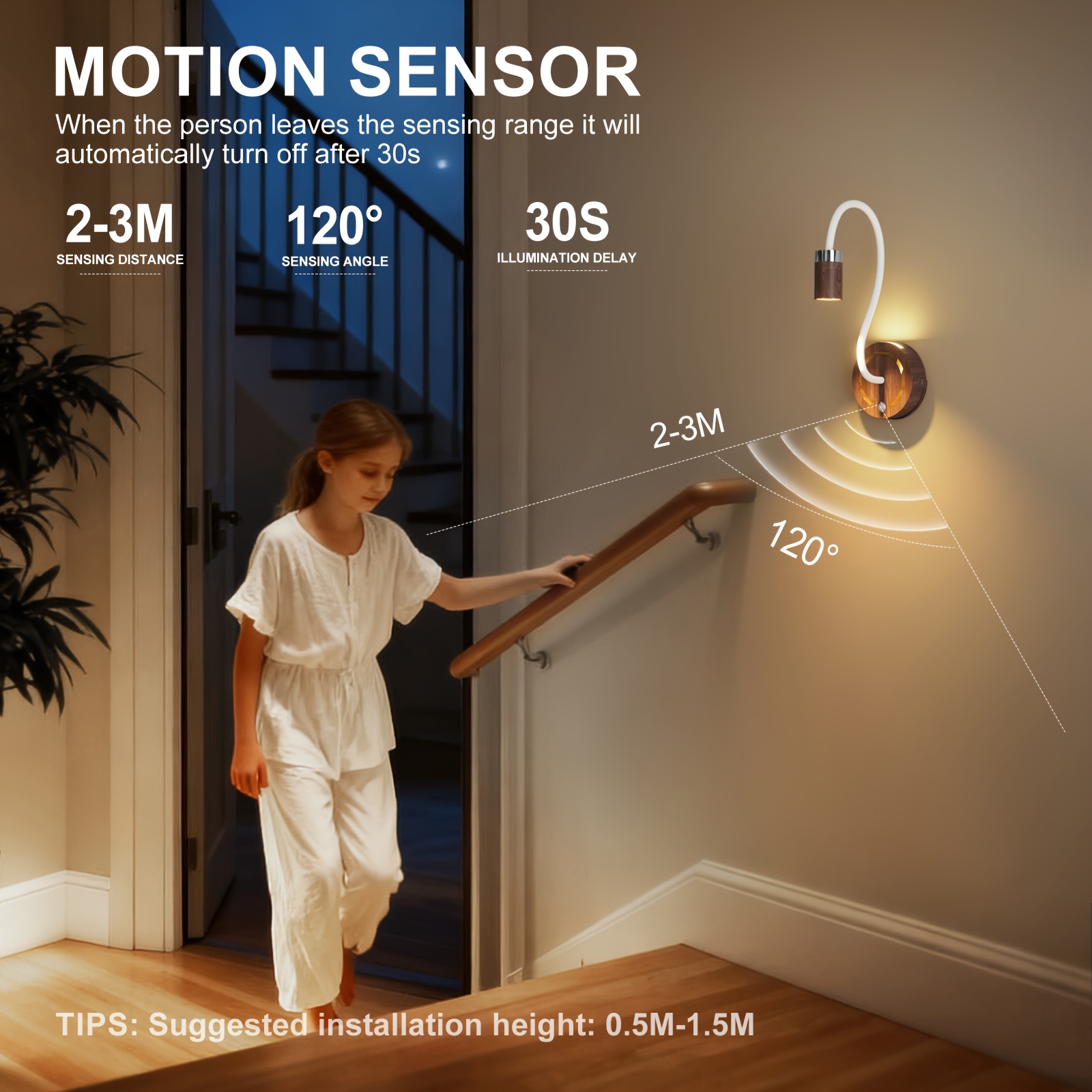 LED Smart Light with Adjustable Focus and Motion Sensor