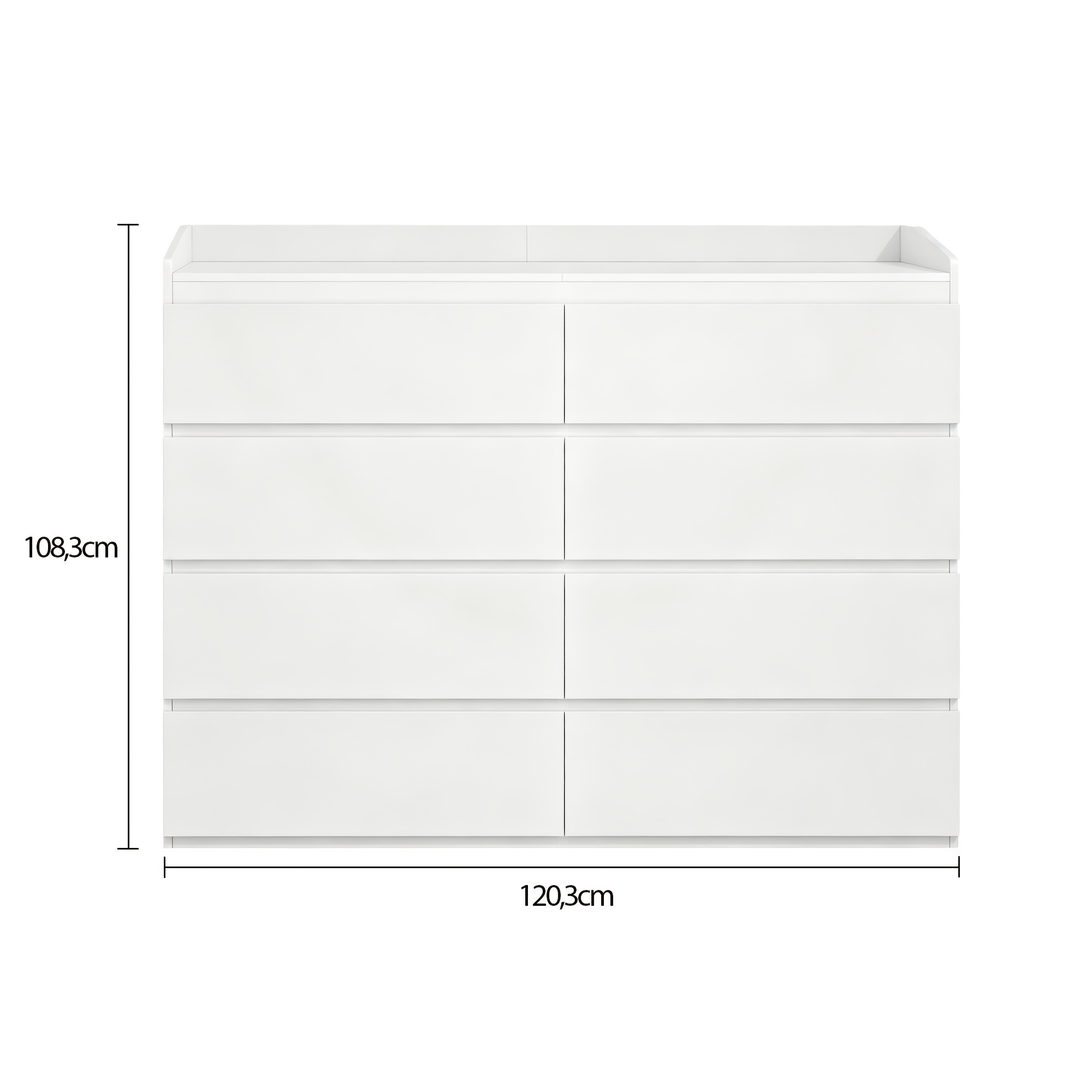 -drawer Cabinet, Height 108.3cm, Side Cabinet With Countertop, Suitable For Storage In Living Rooms And Bedrooms, Top Bar Design, 40.3×120.3×108.3cm