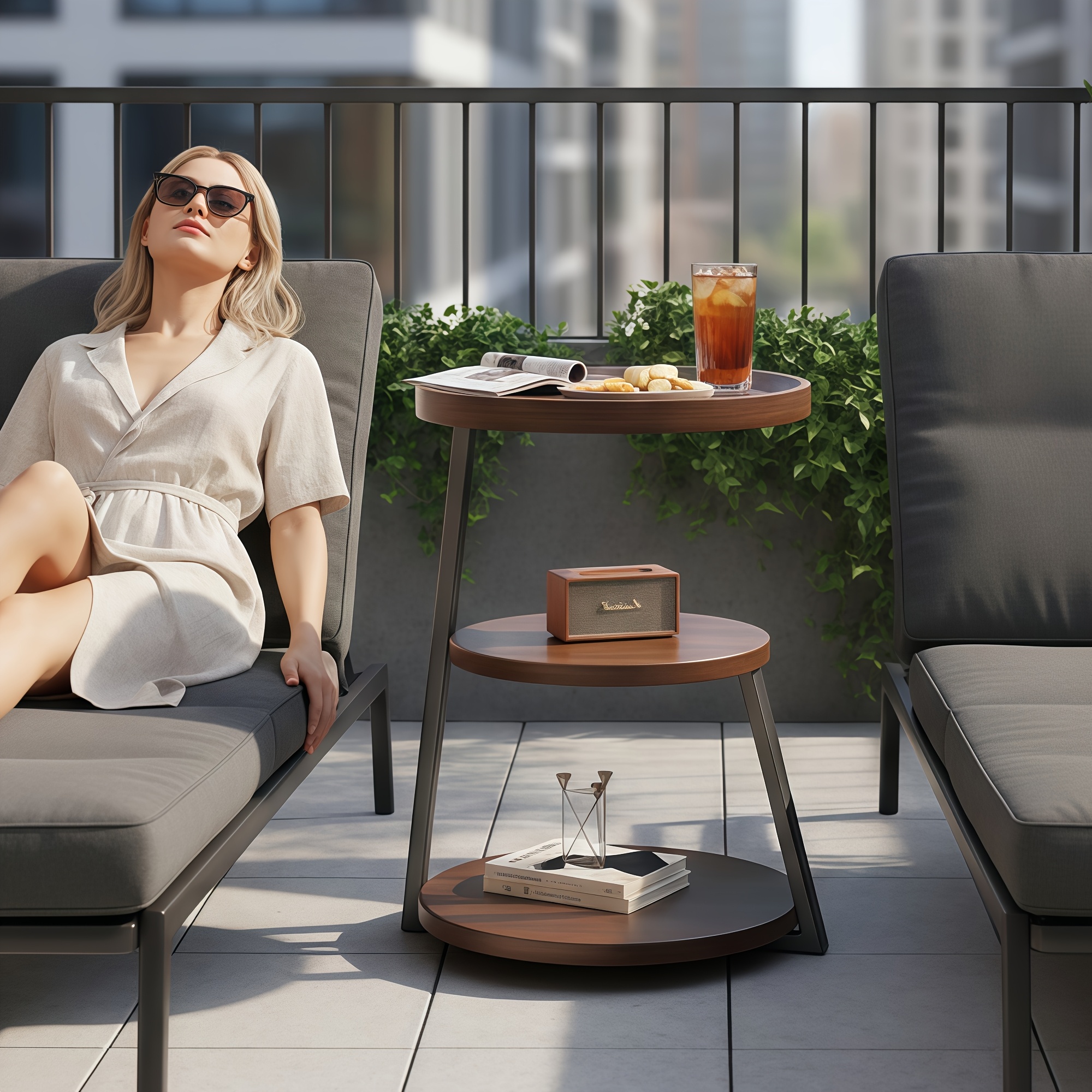 1 X 3 Tier Brown Round Coffee Table Sofa Side Tier Storage Table Suitable For The Living Room Bedroom Bedside Or Balcony Ideal For Holding Coffee Cups Water Glasses Books And Potted Plants