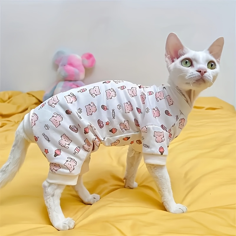 Cute Ice Cream Cone Pattern Soft Pet Pajamas - Comfortable And Durable 100% Polyester Onesie With High Neck And Cute Ears For Spring/summer/autumn - Easy Pullover Style For Small To Large Dogs