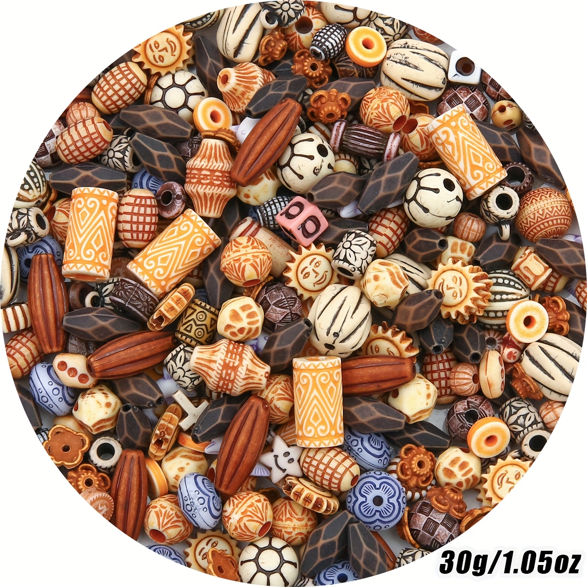 Image of 30g Unique Acrylic Bead Blend With Retro Inspiration, Random Colors, Acrylic Bead Blend - Jewelry Making And Horror Additions With Unique Shapes - Beads And Jewelry Making, Beading Kit