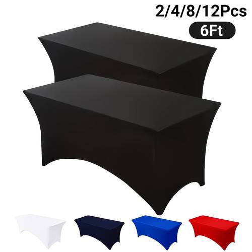 2 4 pack table cloths 6ft tablecloths spandex fitted suitable for rectangular tables wrinkle resistant elastic tablecloth desktop protective cover suit for parties trade exhibitions mothers day weddings decor kitchen
