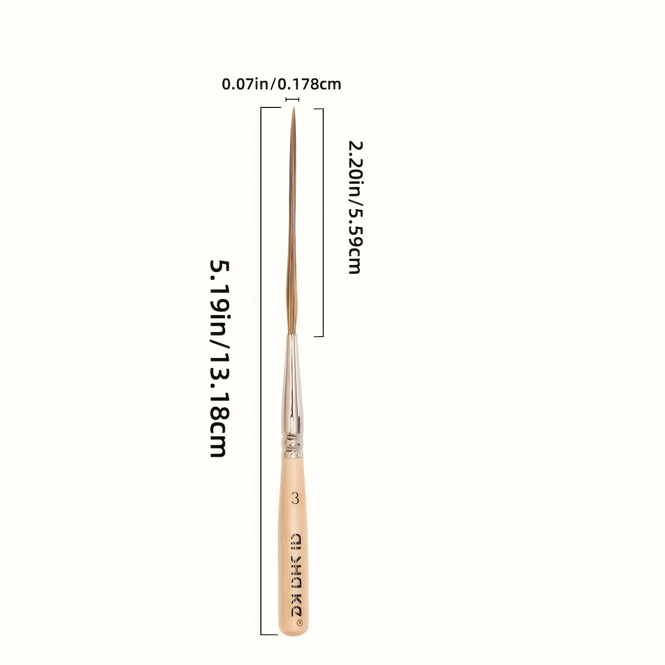 TEMU Pinceles de 1#-5#, para delineadores de cerdas largas, pinceles de mango corto, filamento premium, punta redonda larga, concha y mango de madera