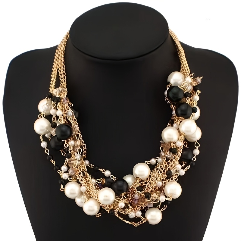 Vintage Boho Style Freshwater Pearl Necklace for Women, Beads Choker