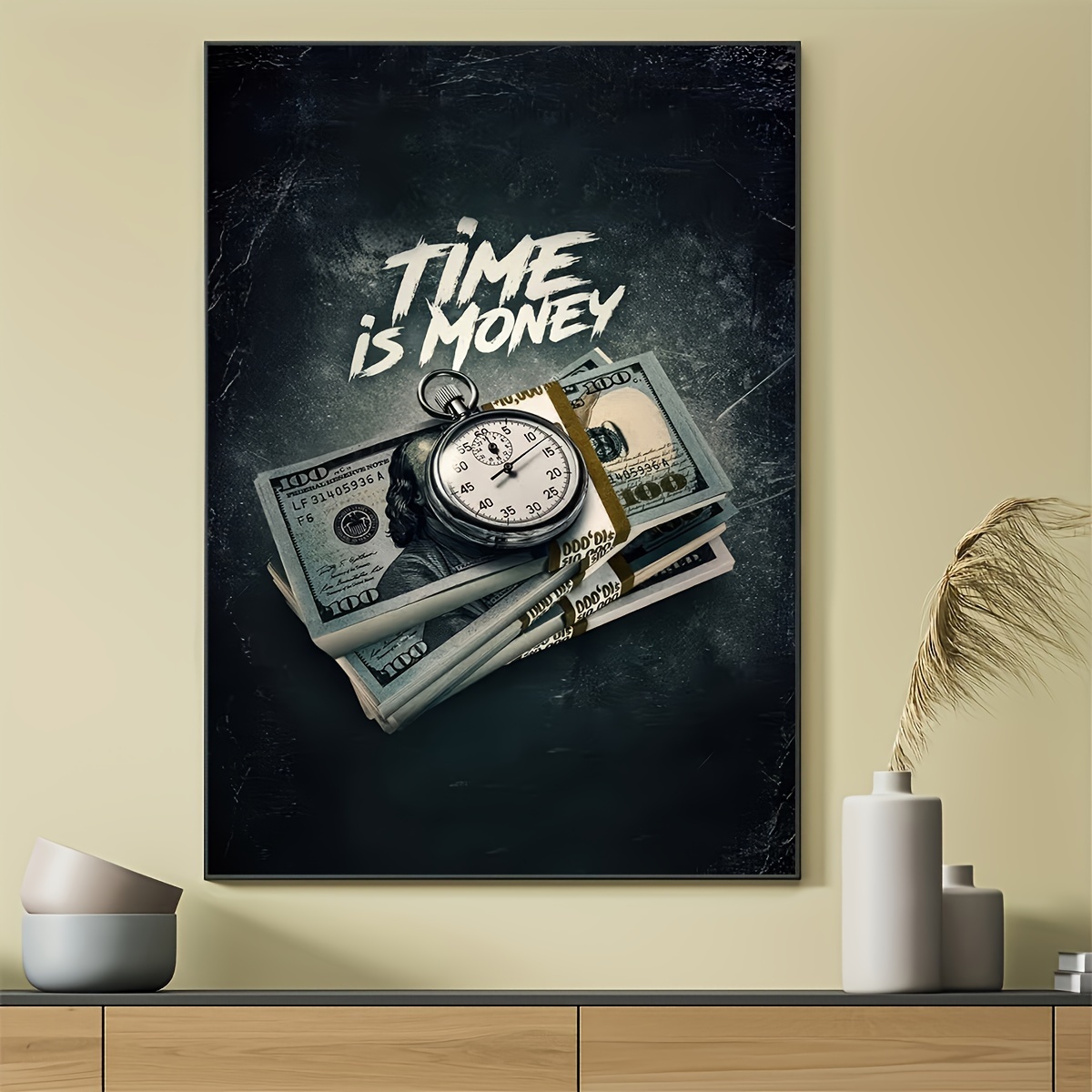 

Modern 'time Is Money' Canvas Art Poster - Frameless Wall Decor For Living Room, Bedroom, Kitchen & Hallway - Ideal Home Decoration Gift