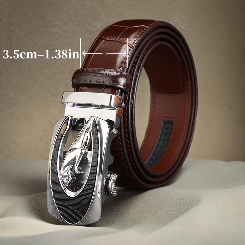 High-End Leather Belt with Automatic Buckle, Stylish Design