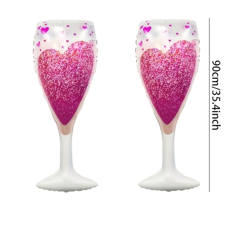 2pcs Large 90cm Pink Gradient Heart Foil Balloons, Wedding, Engagement, Anniversary Party Decorations, Setup And Photo Props
