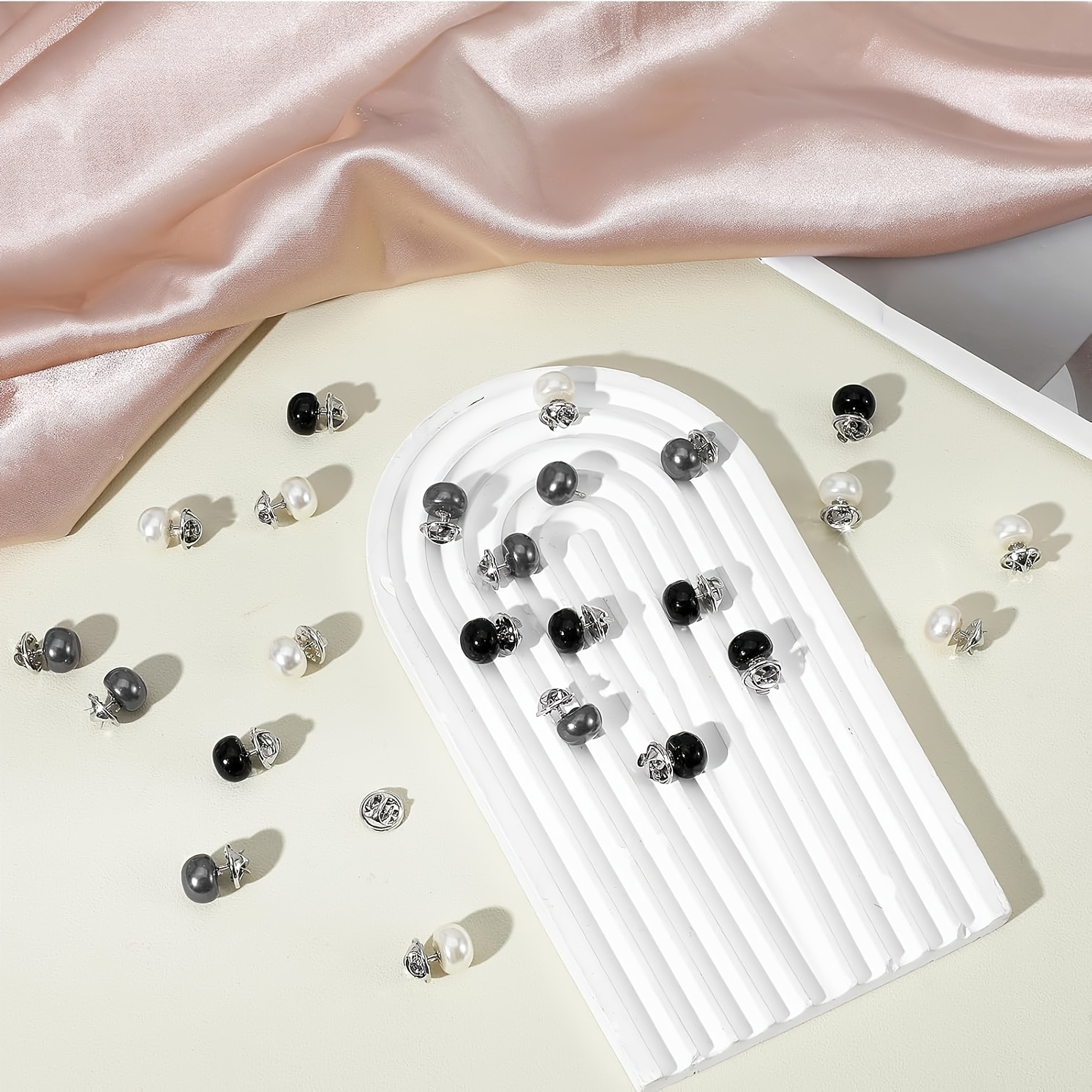 TEMU 24pcs , Unisex Shirt Safety Buttons, Low Neckline Coverage, No Sewing Required, Replaceable, Clothing Accessory Decoration In Black, White, And