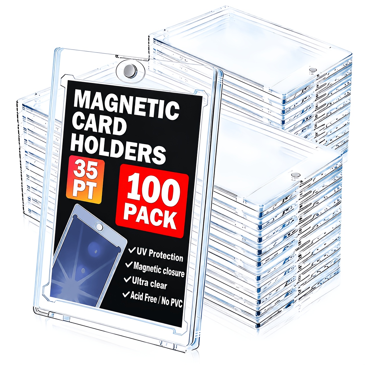 uv protection card sleeves 100% UV Protection Sleeved Card Magnetic Holder Card Holder with Sleeve for  35/55/75/130 PT Trading Sports Cards Protector
