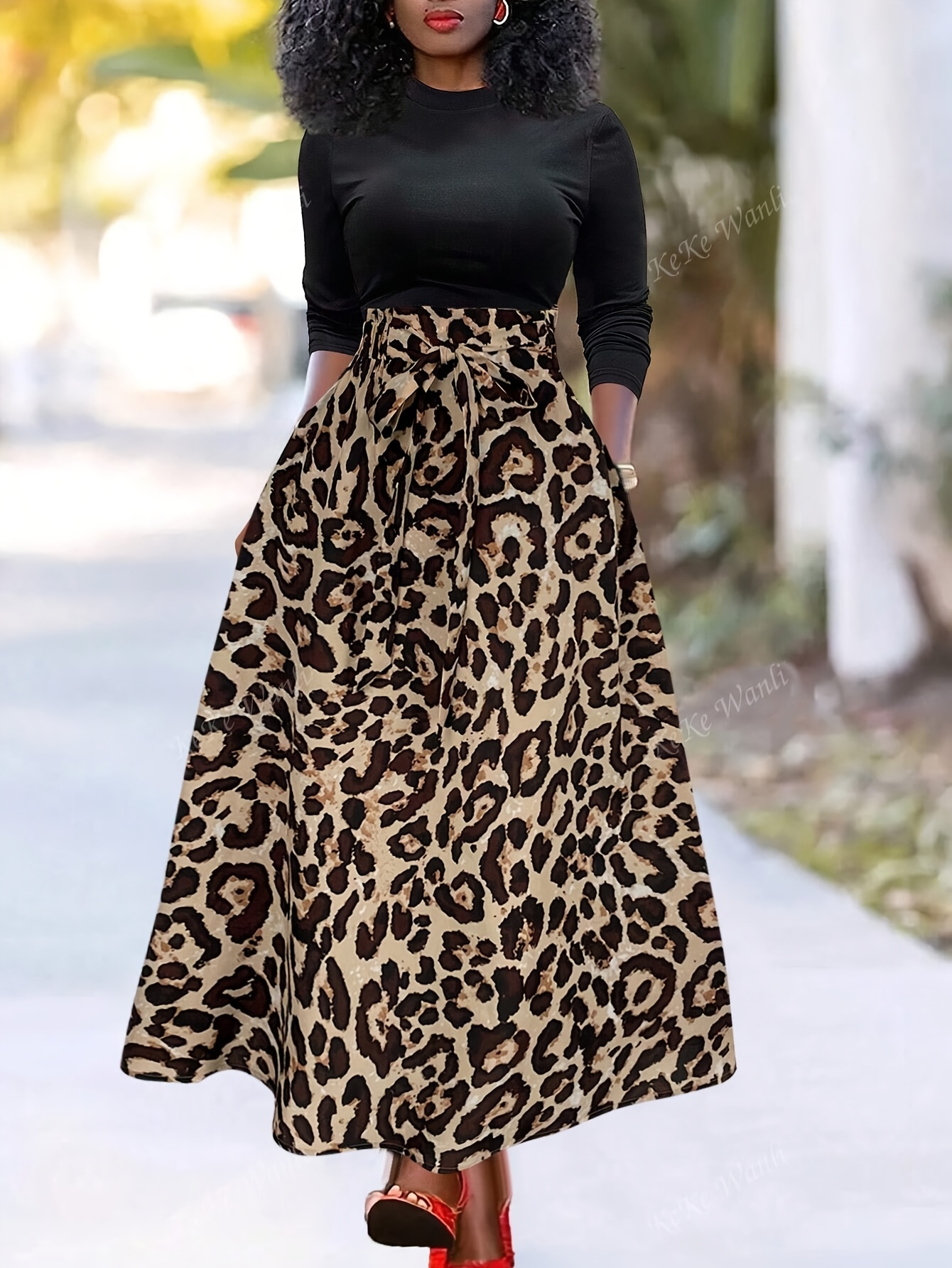 elegante gonna leopardata donna in vita Temu Italy