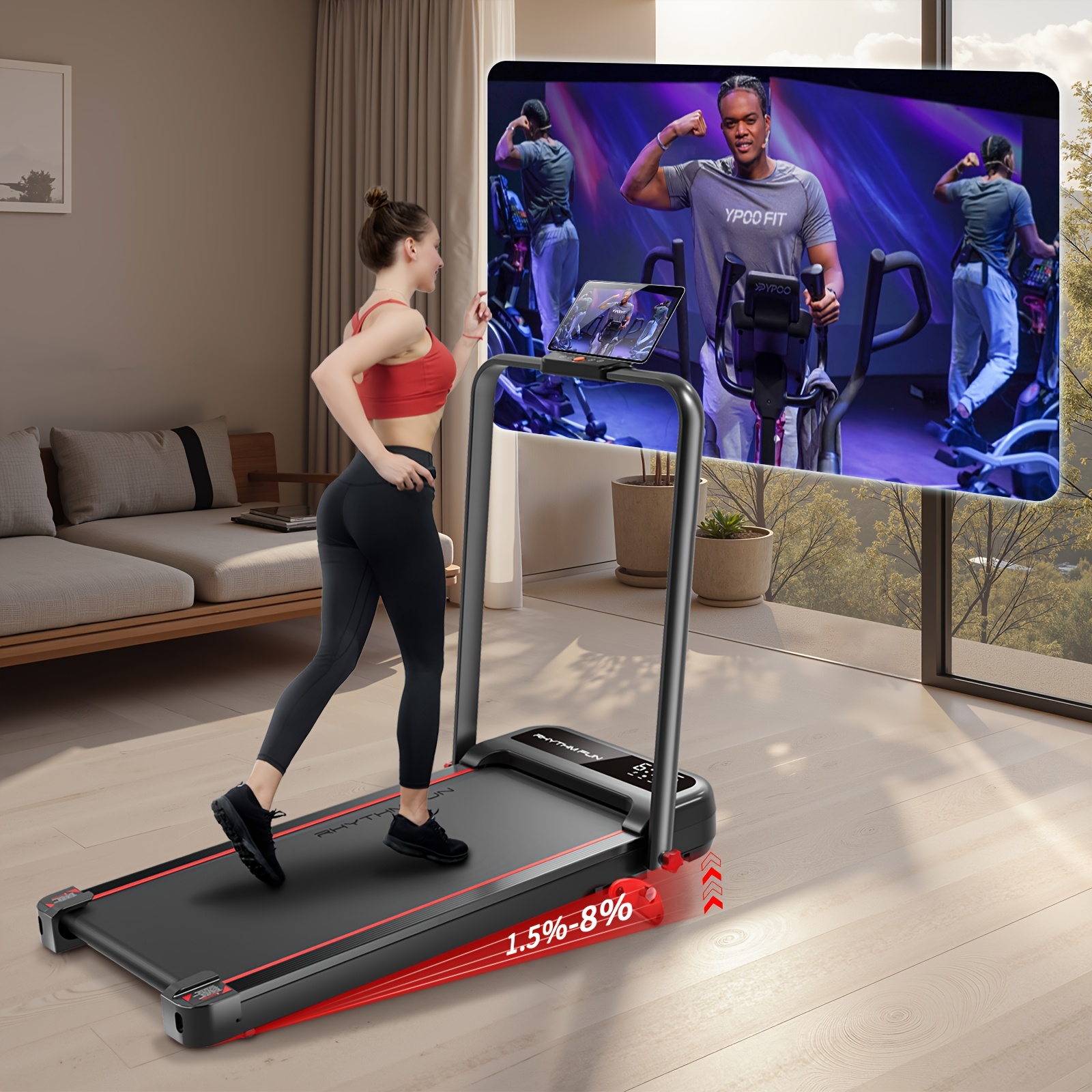 household incline foldable treadmill walking pad handle bar Temu