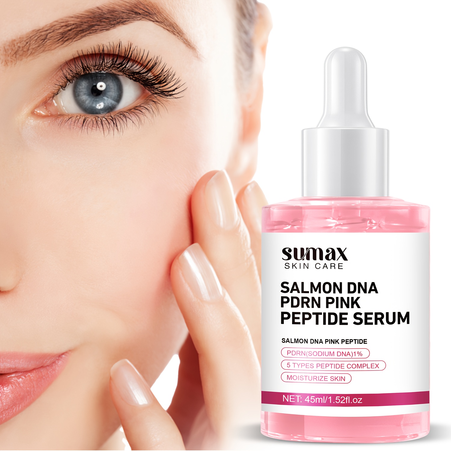 SUMAX Salmon Pink Peptide Skin Essence Is a Moisturizing Facial Essence with Salmon Oil And Various Peptide Molecules, Designed Specifically for Dry Skin During The Autumn And Winter Seasons, with a Volume of 1.52 Fl. Oz