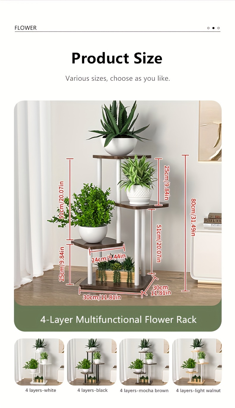 Single Plant Stand for Flowers, Wooden Shelf with 4/5/6 Layers, Display And Storage Shelf, Pot Rack Organizer for Home And Garden Decoration, Indoor Iron Shelf, Outdoor Display Holder for Flower Pots, Multi-Functional Flower Racks