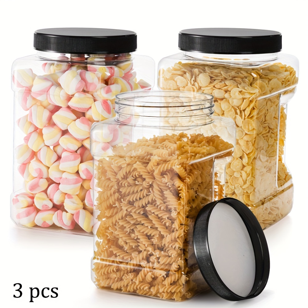 

3-pack 1200ml Rectangular Plastic Food Storage Containers With Flip-top Lids, Multipurpose Pet Canisters For Kitchen - Reusable, Hand Wash Recommended