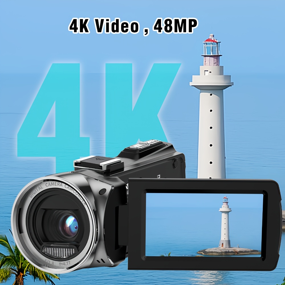 videocamera 4k 48mp per vlogging con zoom digitale 18x, webcam con   da 3.0 pollici rotazione a 270  , microfono esterno, regalo per san valentino,  , festa del papà, compleanno Dettagli dell'articolo 5