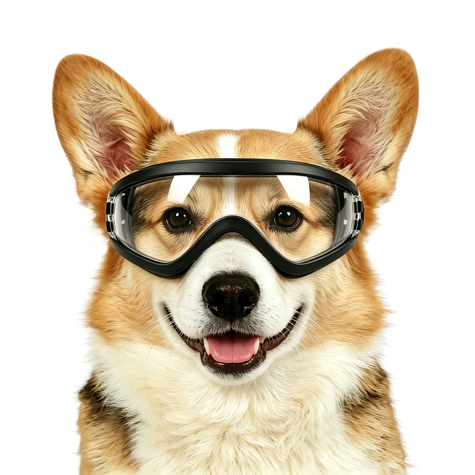 TEMU Transparent Dog Goggles, Small Dog Windproof Fashion Glasses, Small Dog Driving Eye Protection, Dog Glasses, Elastic Adjustable Headband, Clear