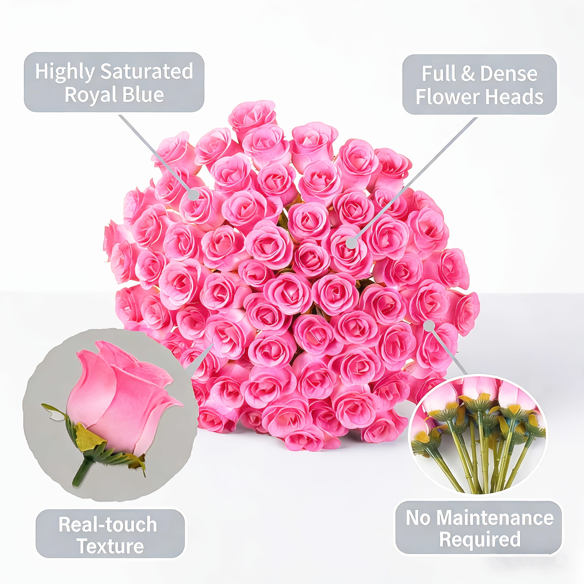 TEMU 40pcs Artificial Roses, 40pcs Artificial Rose Bouquet, Realistic Faux Silk Flowers, Suitable For Home Decor, Room And Office Decoration, Wedding