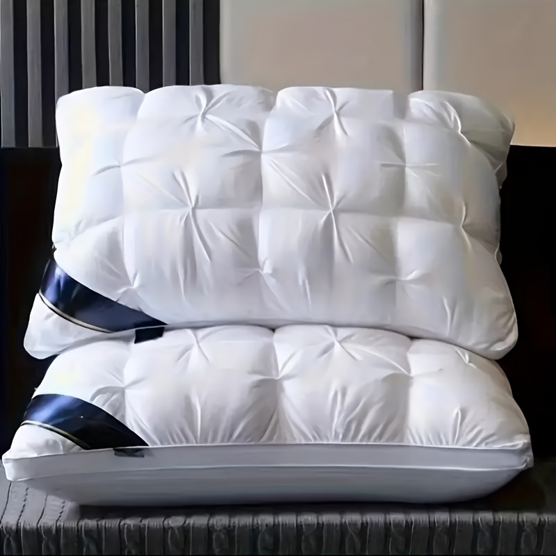 TEMU 2pcs Hotel Pillow, 3d Pillow Set, Home Deep Sleep Neck Support Non-sagging High Loft Pillow, Fluffy, Neck Support Sleeping Pillows For And