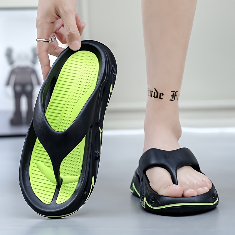 mens and womens fashionable color block thick bottom flip flops comfortable non slip casual durable eva sole toe sandals suitable for mens and womens outdoor activities Product details 5