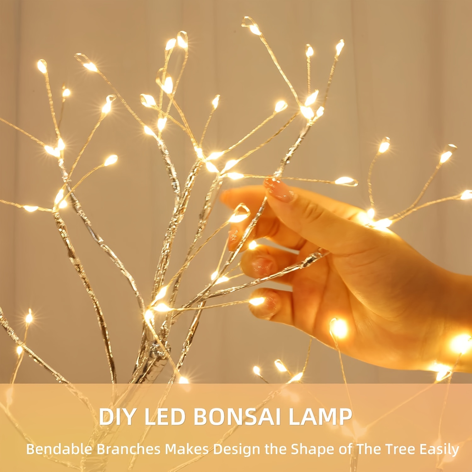 

108 Led Lamp With Diy Adjustable - Warm White Fairy Lights, Touch Sensor, Usb/battery Powered For Decor - Ideal For Christmas, Valentine's, Day & More, Cute Lamp