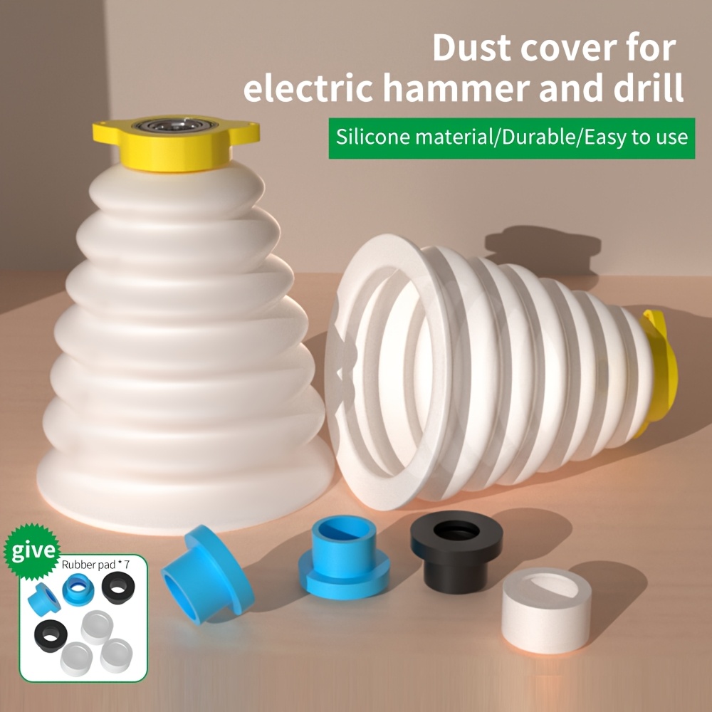 

1pc Silicone And Drill Dust Cover, Universal Dust Collector Attachment, White, Plastic Construction, With No Electricity Or Battery Needed For Power Tools