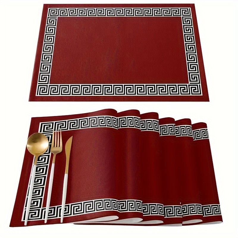 TEMU 4/6pcs Set Of Placemats - Elegant Solid Red, Heat-resistant, Simple Chinese Design - Suitable For Holiday Dinners And Daily Dining Table, Coffee Table, Home Decoration, 12..5 Inches