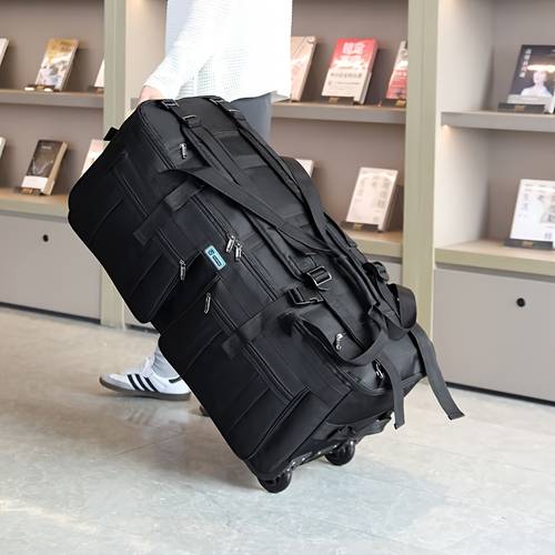 1pc giant multi functional travel luggage bag with wheels multi pocket outdoor rolling giant backpack large capacity camping and hiking outdoor wheeled bag moving and storage luggage bag 120l multiple snap fasteners two way zipper