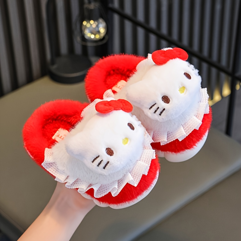2025 Autumn/Winter New Fashion Fleece-Lined Slippers for Girls: Cute Plush Indoor Home Slippers for Baby Girls and Teens, Warm Bedroom Slippers