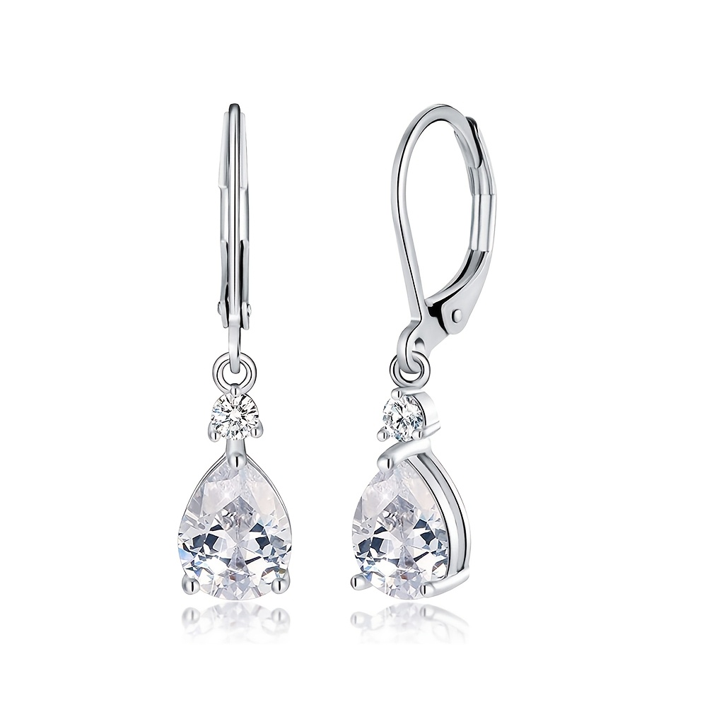 2pc Women's Stylish S925 Zirconia Stud Earrings with Ear Hooks