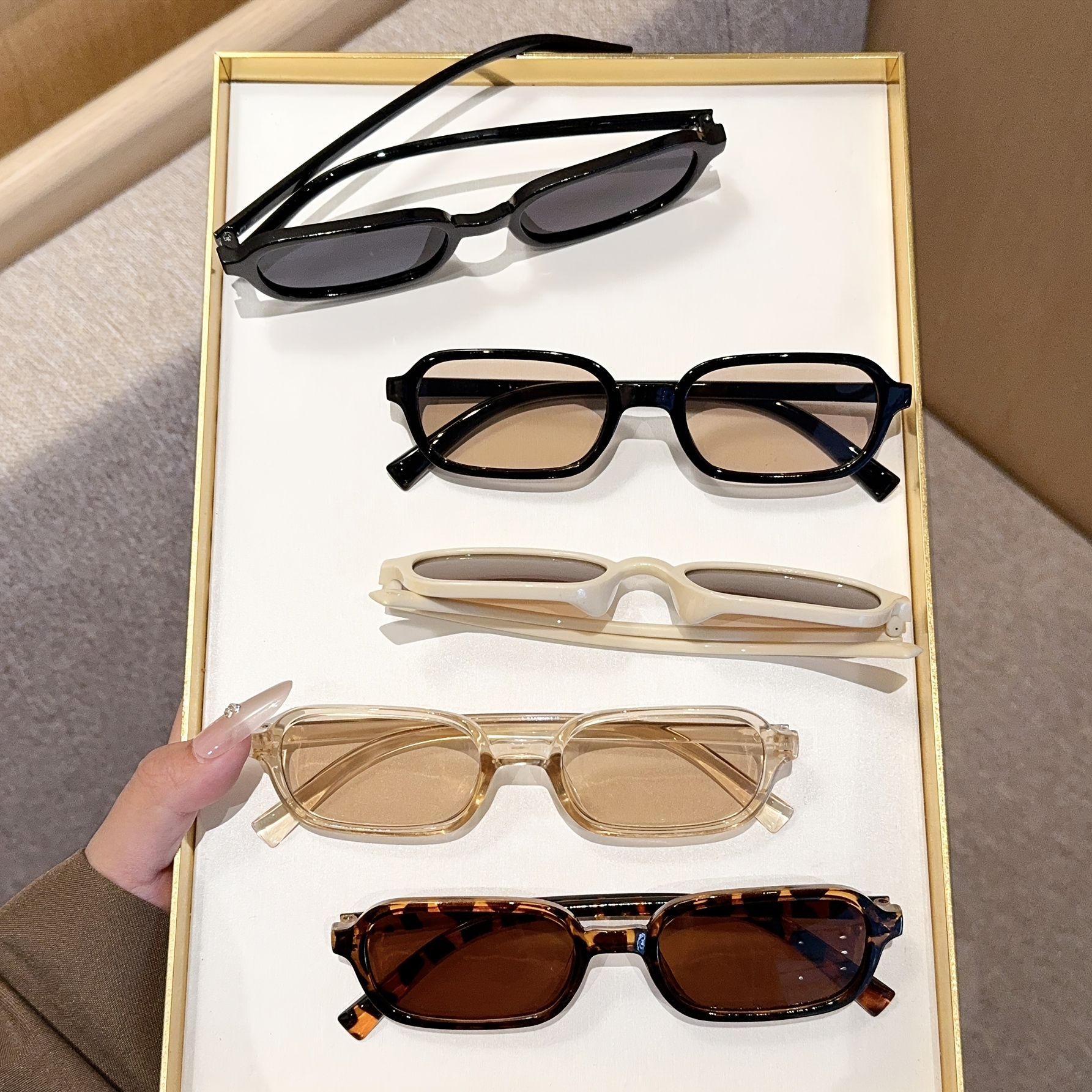 5 adet moda küçük çerçeve oval çerçeve gözlük seti minimalist çerçeve çok renkli moda gözlükler günlük rahat giyim i̇çin mükemmel ayrıntılar 1
